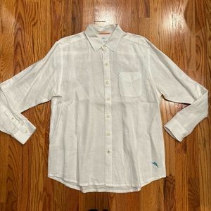 Tommy Bahama Relax 100% linen white button down shirt